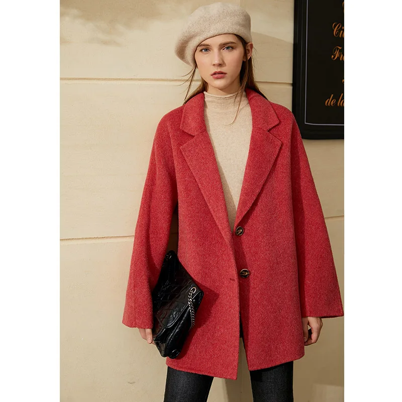 Amii Minimalism Vintage Winter Coat Women Fashion Lapel Solid Single-breasted Woolen Coat Causal Women's Jacket 12040507