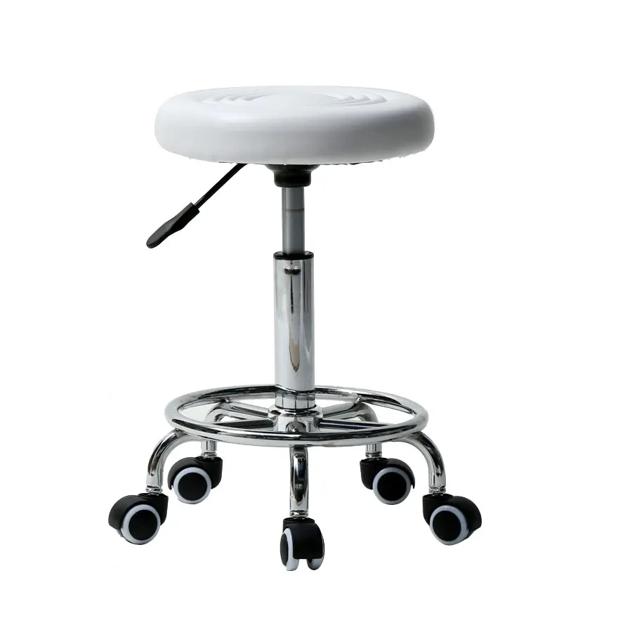 2Colors Adjustable Round Stool with Lines Rotation Bar Stool Black Leather Stool Height Adjustable Bar Chair Work Rotating Chair