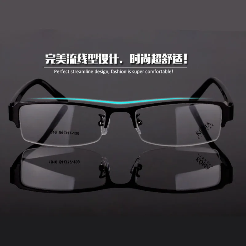 BCLEAR Classic Half-Rim Alloy Eyeglasses Frame Brand Designer Business Men Frame Spectacle Glasses Spring Hinge On Acetate Legs