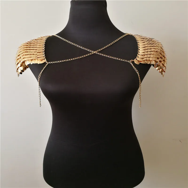 New Fashion WRB1012 Scalemail Mermaid Fish Scales Head Chains Layers Scale Chainmail Gold Fish Scale Head Hair Chains Jewelry