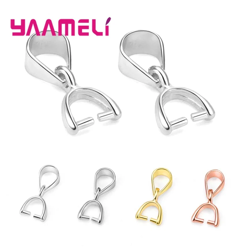 925 Sterling Silver Color DIY Handmade Jewelry Findings Pendant Pinch Bail Clasp Necklace Hook Clip Connector Fashion Accessory