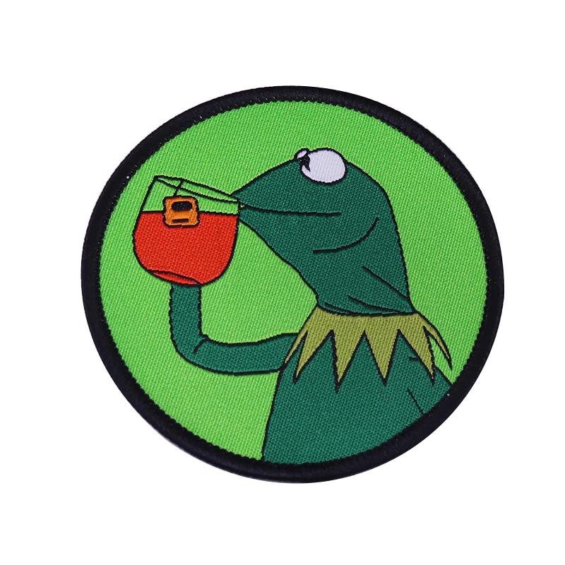 Kermit Drinking Tea Iron-on Patch Meme Frog Sipping Tea patch