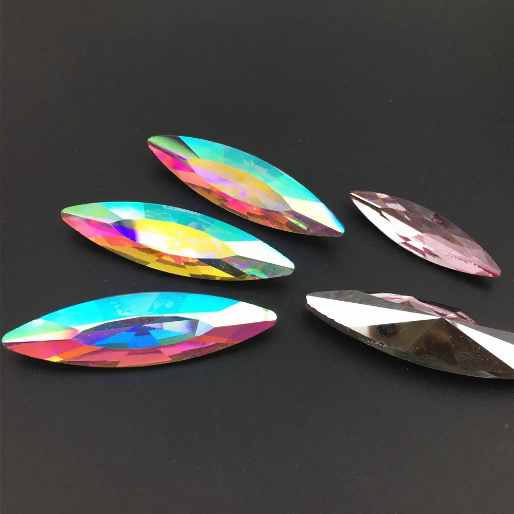 10x35mm 13x48mm Big Navette Shape Rhinestone Pointback Marquise Glass Crystal Fancy Stone Aluminum Pointed back Plated Colors