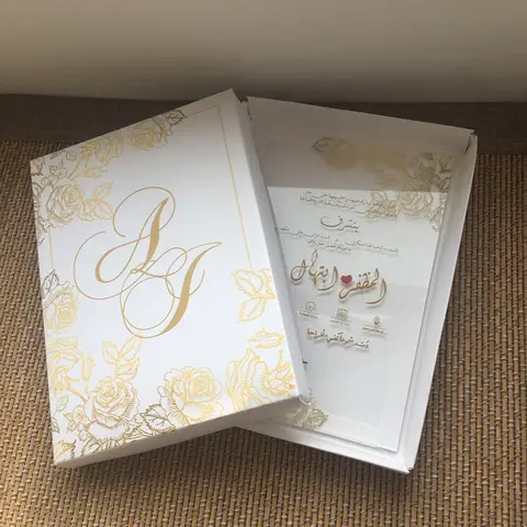 10pcs Personalize Invitation Card Rose Flower Arabic Wedding Invitations Fancy Souvenir Wedding Marriage Cards Customer Card Box