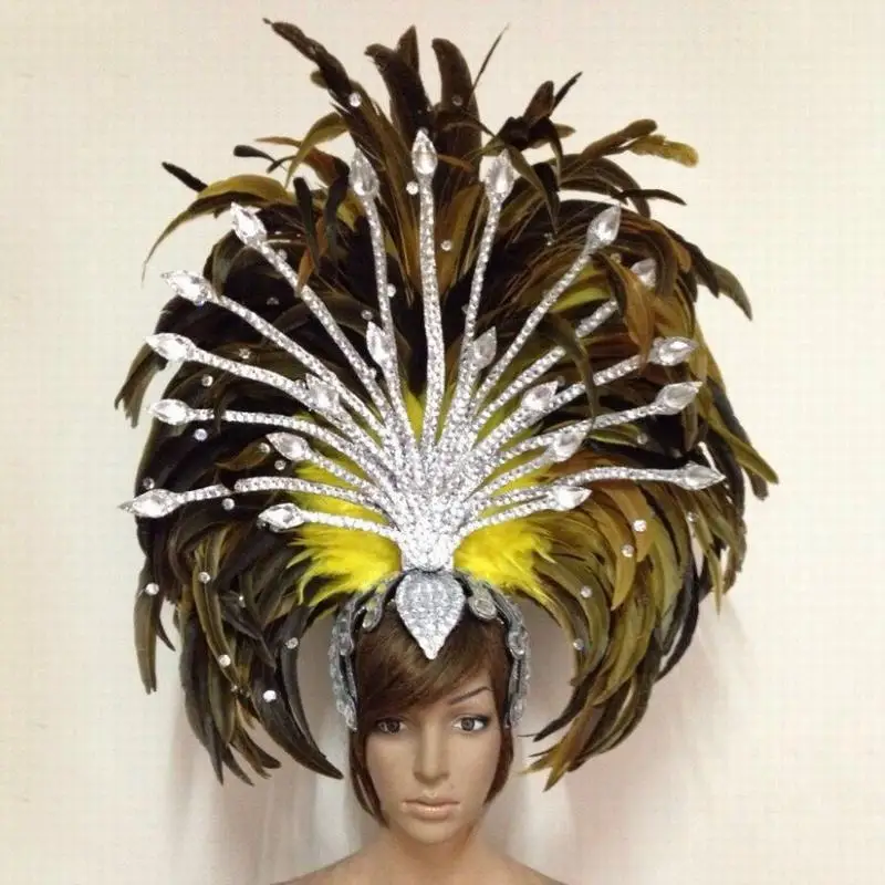 fashion feather headband headdress party carnival hair accessories stage performance show feather headpiece