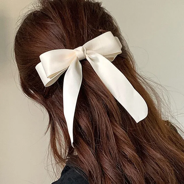 Lystrfac Fashion Fabric Hair Bow Spinka do włosów dla kobiet Dziewczyny Wstążka Spinki do włosów Czarny Biały Kokarda Top Klips Kobiece akcesoria do włosów