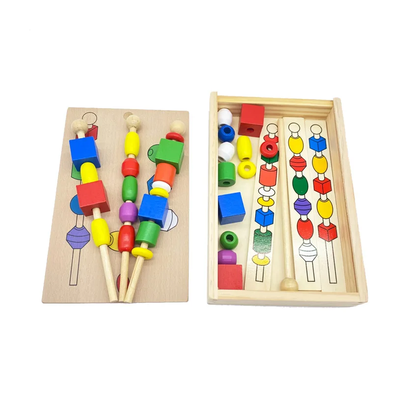 Treeyear Montessori per bambini giocattoli educativi in legno colorato forma bastone perline giocattoli regali per bambino