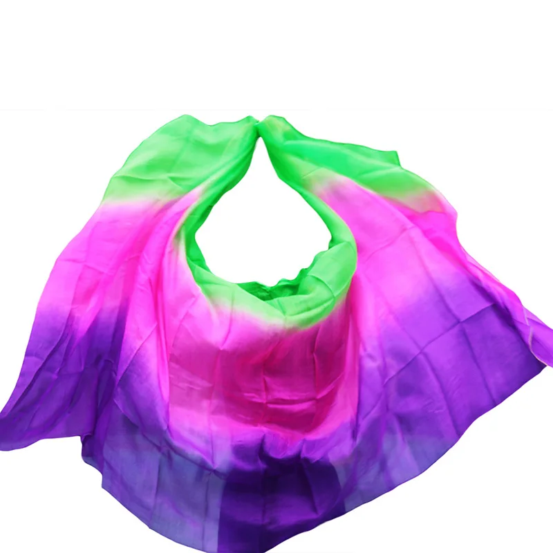 100% Real Silk Veils Customized Handmade Dyed Scarf Shawl Chinese Silk Veils Dance Stage Performance Props Silk Veil Bellydance