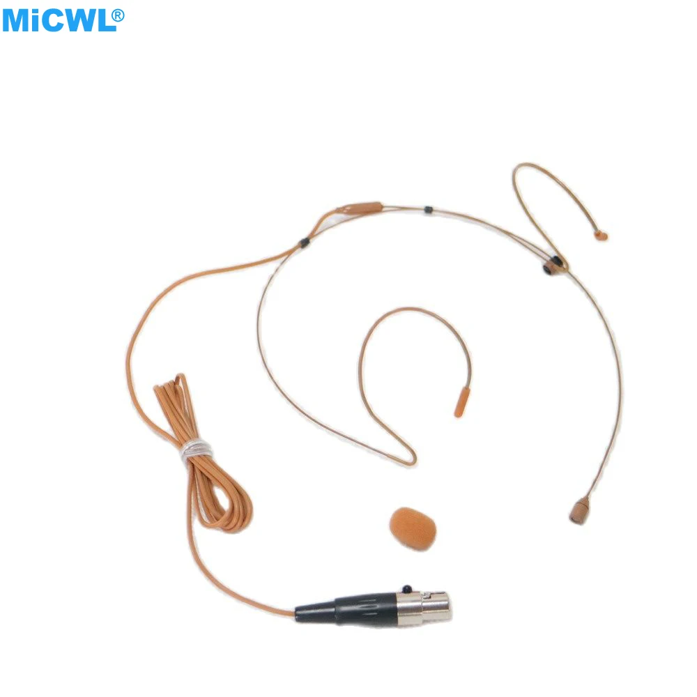 Top Technology Brown Double Ear Hook Headset Microphone For Shure AD4Q AD4D ULXD4D QLXD ULXD SLXD Wireless Mic System MiCWL B40