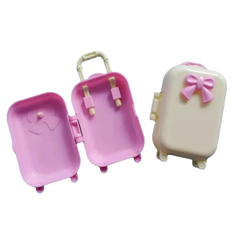 Barbie Doll Accessory Plastic Toys Traveling Suitcase Butterfly Suitcase with Wheels for 1/6 Dolls  Mix Colours 2pcs In One Lot