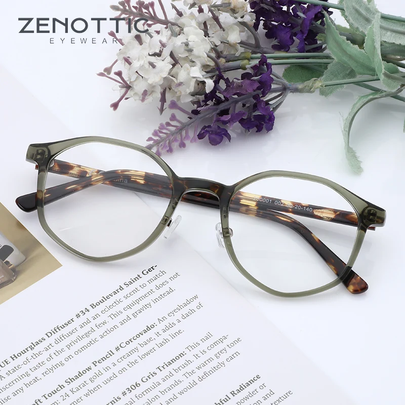 ZENOTTIC Acetate Square Prescription Glasses Men Women Anti Blue Light Photochromic Optical Myopia Progressive Eyeglasses Frame