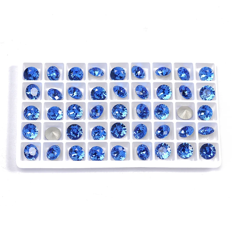 YANRUO 1357 Brilliant Cut Sapphire Pointback Rinestones Cristal Glass Bling Facny Claw Setting