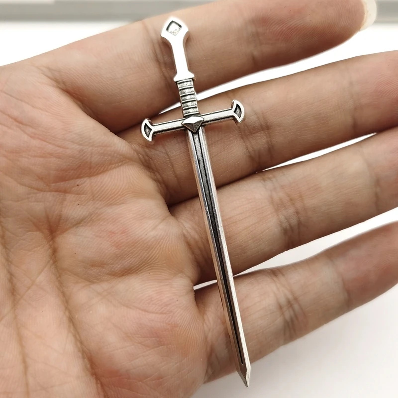 4 adet Charms antik kılıç 66x14mm gotik antik tibet gümüş DIY Vintage gerdanlık el yapımı kolye bulgular aksesuarları takı