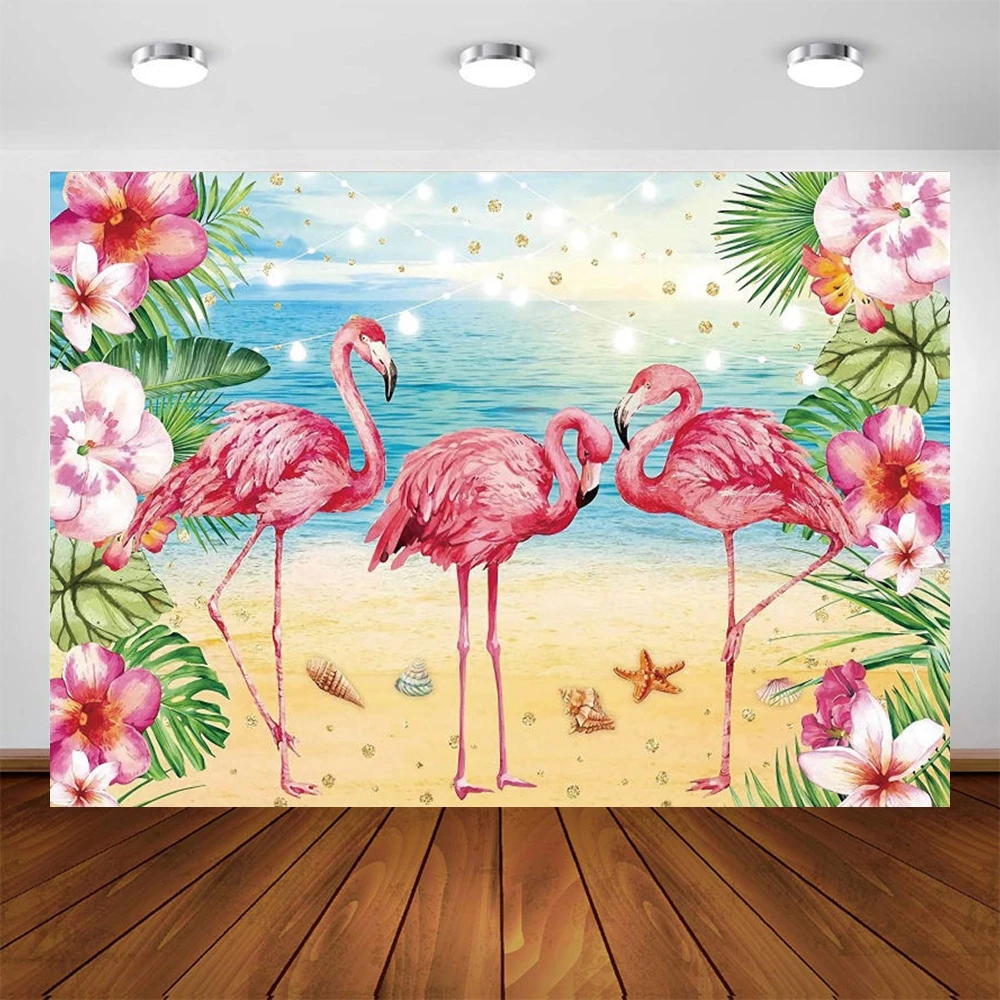 

Yeele Summer Landscape Tropical Backdrop Photography Starfish Flamingo Sandy Beach Background For Photo Studio Photophone