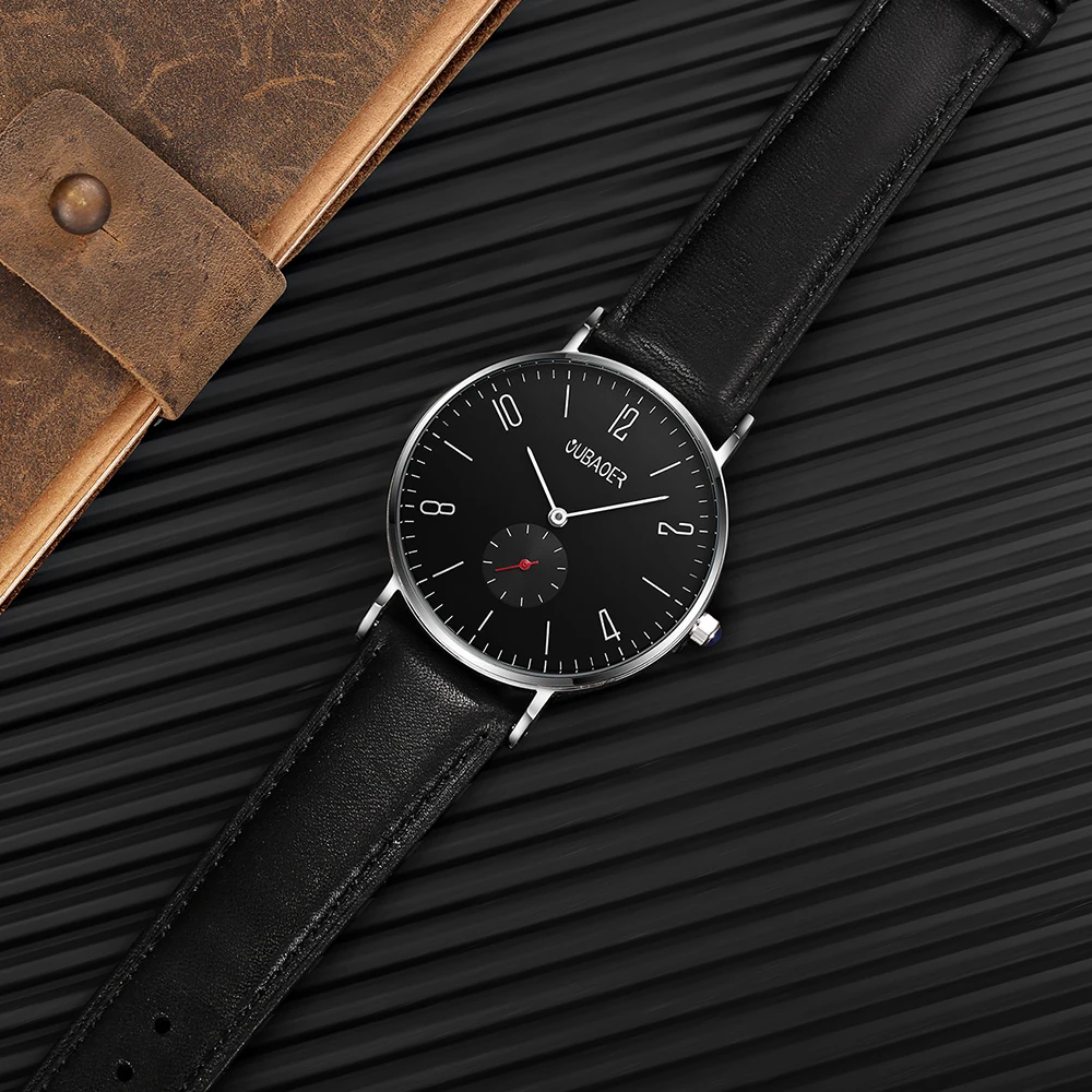 OUBAOER Top Luxury Brand Fashion Men Watches Leather Strap Business Date Sport Casual Male Clock Wrist Quartz Mens Watch