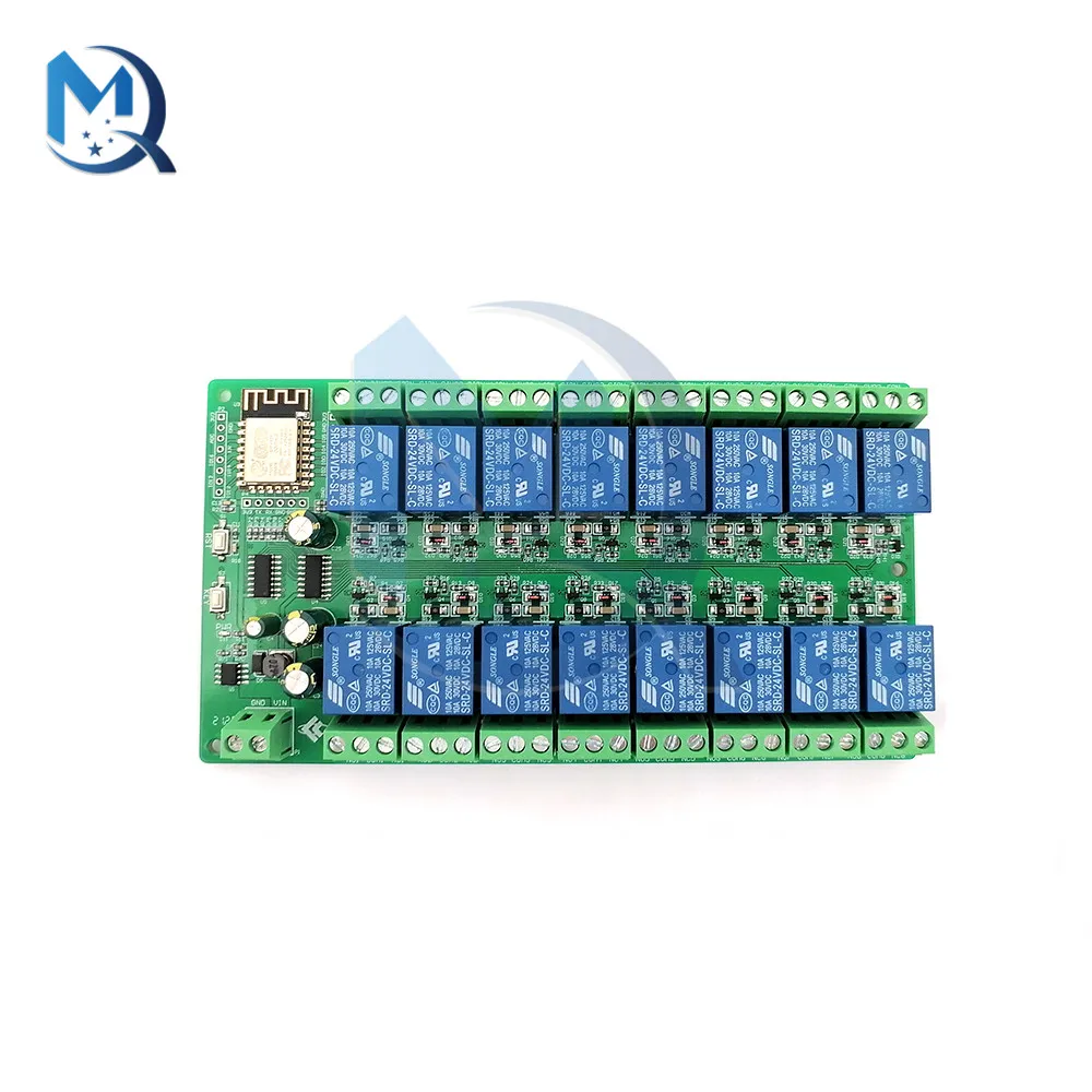 DC 5V 12V 24V ESP8266 WIFI 16 Channel Relay Module ESP-12F Development Board Large Capacity 4MByte Flash Relay Module