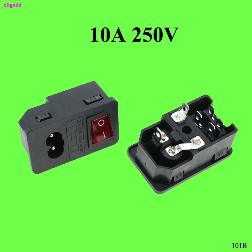 cltgxdd 1pcs AC 250V 10A 2 Pins C8 Power Inlet Socket Connector socket with fuse with boat small switch three-in-one card