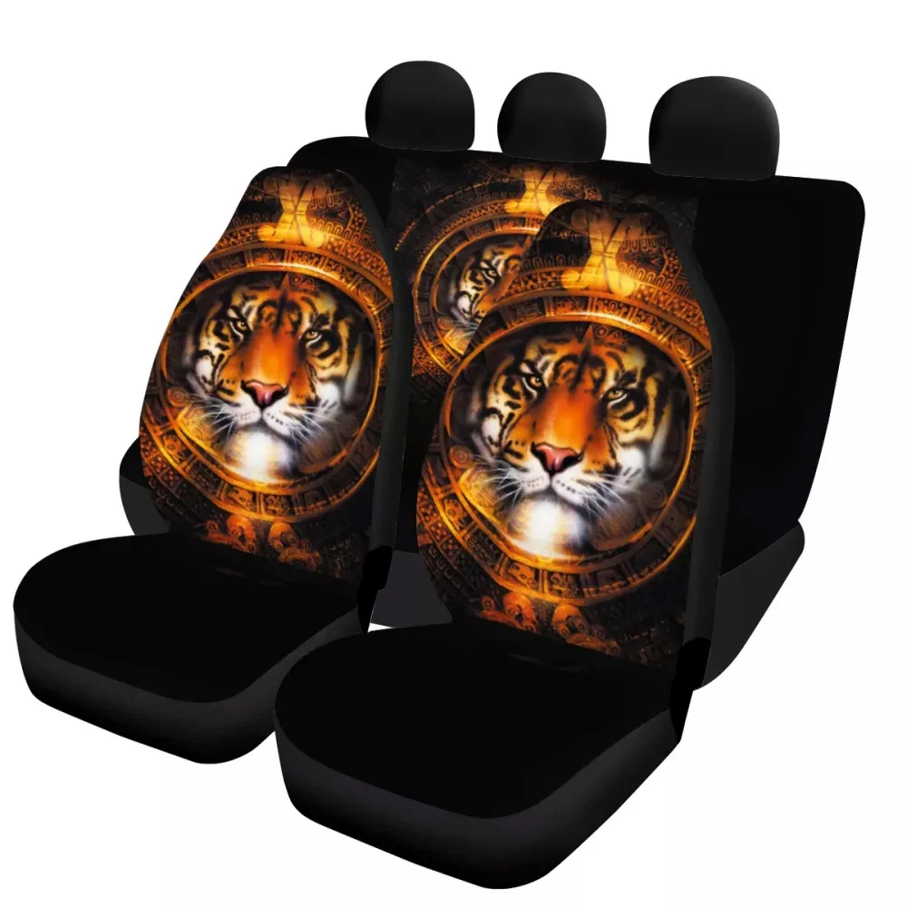 

INSTANTARTS Cool 3D Tiger Animal Print Slip-Resistant Car Accessories Vehicle Seat Cover Set Washable Car Seat Cushion Universal