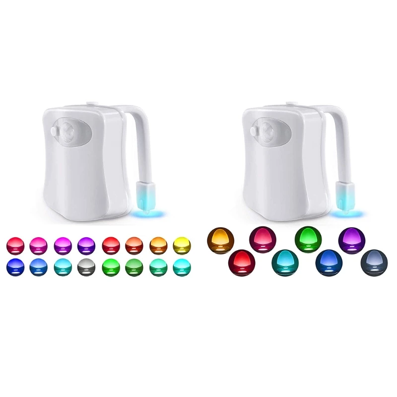 Bacia do banheiro luzes da noite mudança de cor led nightlights com sensor de detecção de movimento legal diversão decoração do banheiro gadget