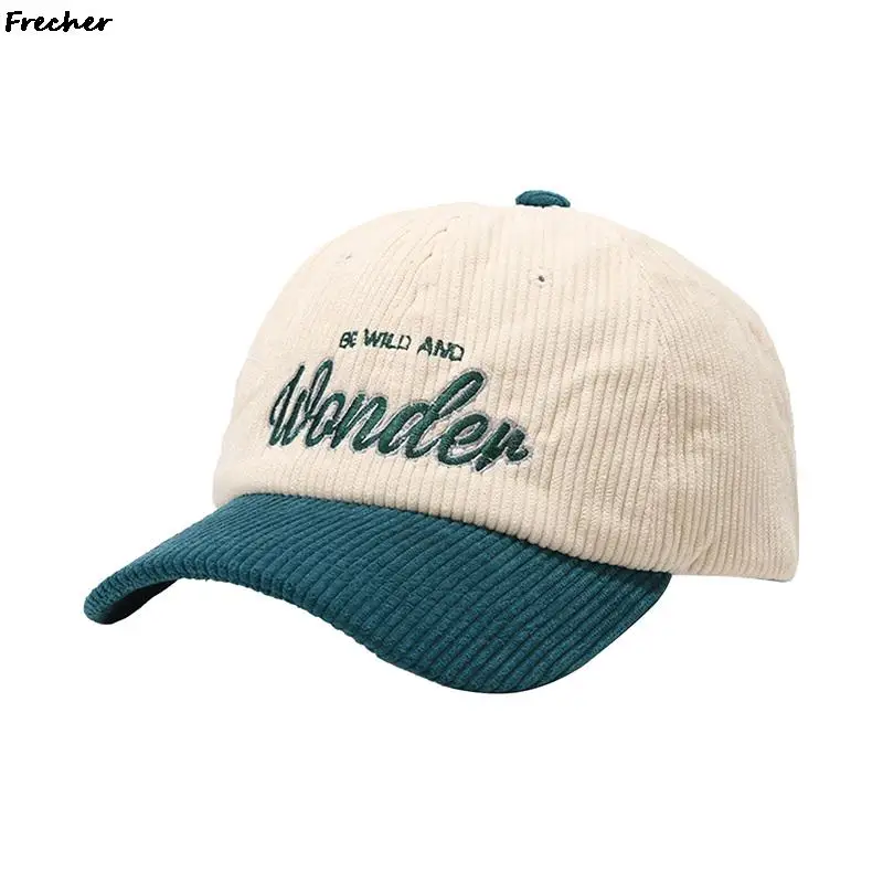 Boné de beisebol bordado letra vintage de veludo, chapéus quentes de inverno para homens e mulheres, cor doce, bonés Hip Hop, Bone Gorras, fresco