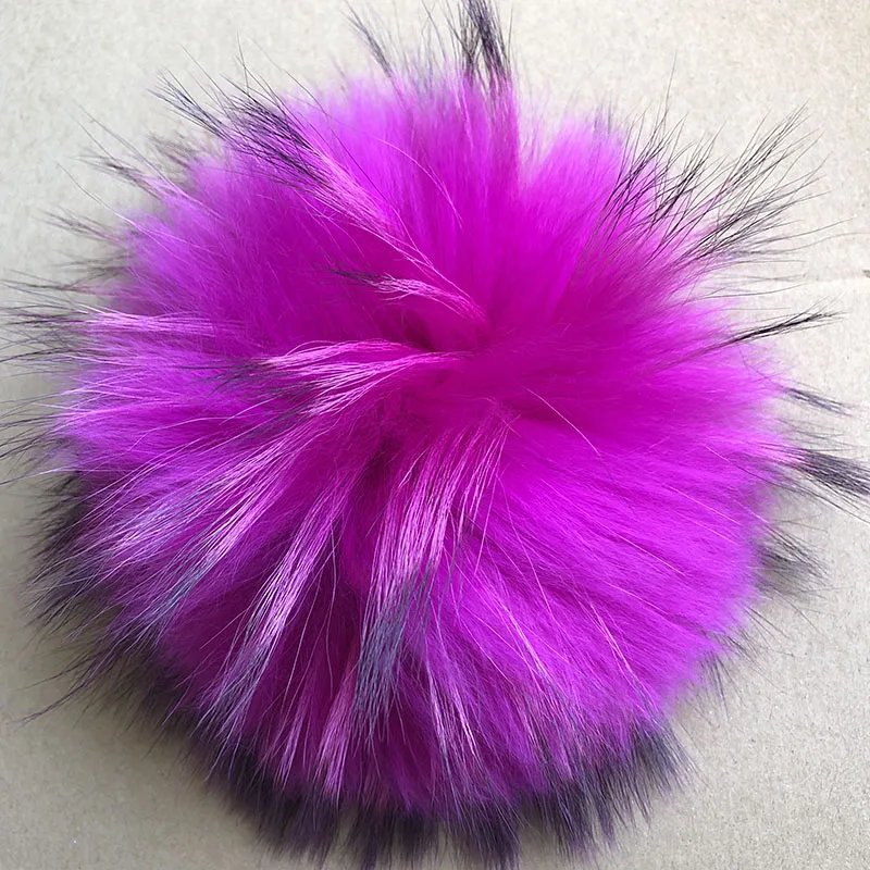 CUSTOM Luxury Raccoon Fur PomPom 100% Natural Fox Pom Pom Handmade Large Hair Ball Pompon With Buckle Wholesale