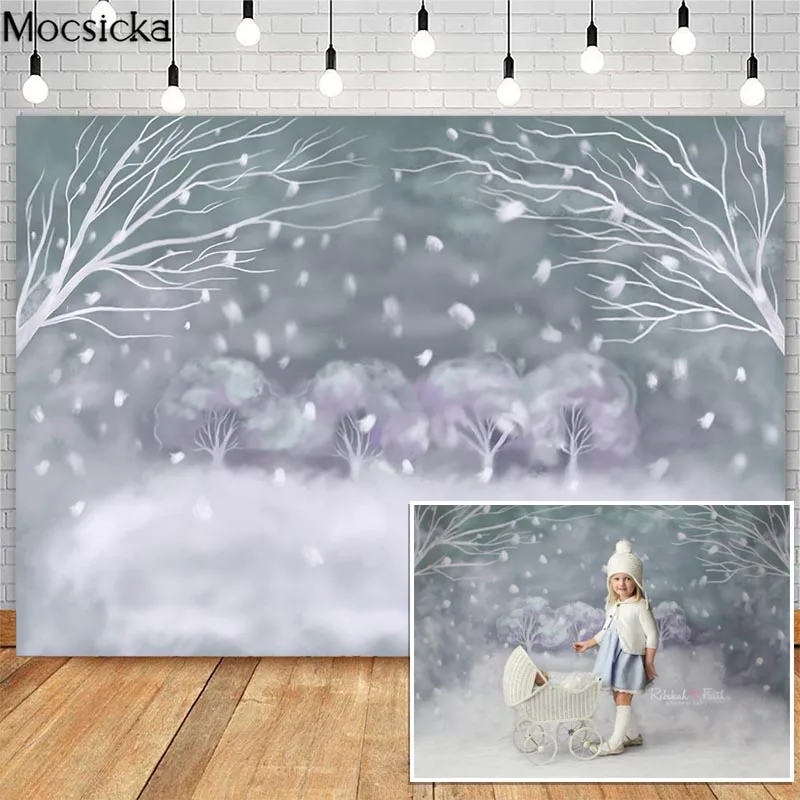 

Mocsicka Christmas Snowflake Photography Backdrops Winter Wonderland Oil Painting Photocall Background Photo Studio