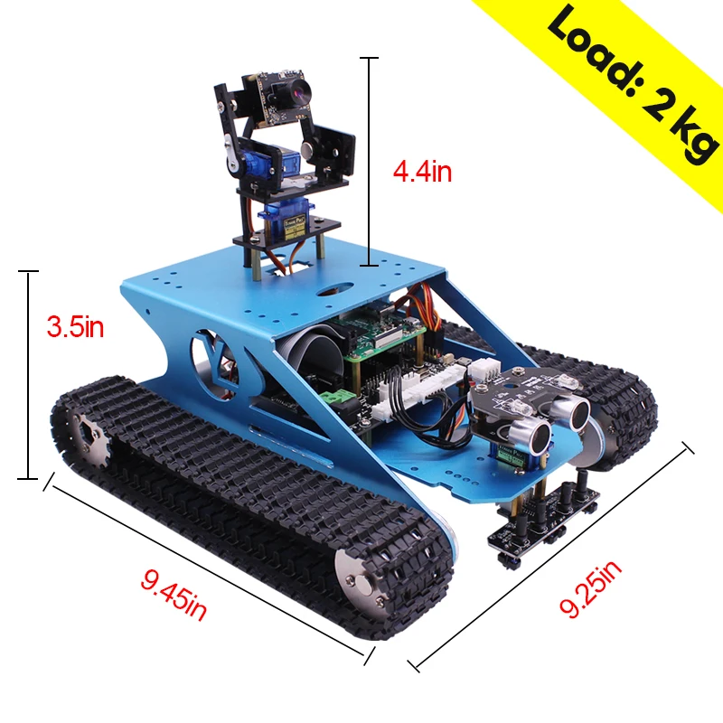 Yahboom AI Vision G1Tank Raspberry Pi Car Kit, Robot de código abierto con cámara de Video WiFi para RPi 4B 3B + para programación educativa