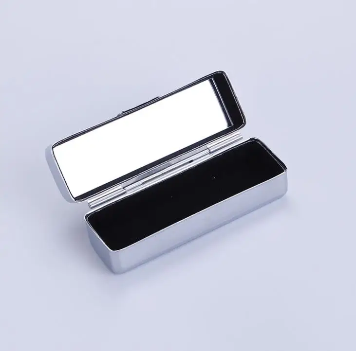 

100 Pcs Blank Metal Lipstick Box with Mirror Inside Stick Box Pill Cases Holder Jewelry Gift Box Lipstick Packaging Case SN1734