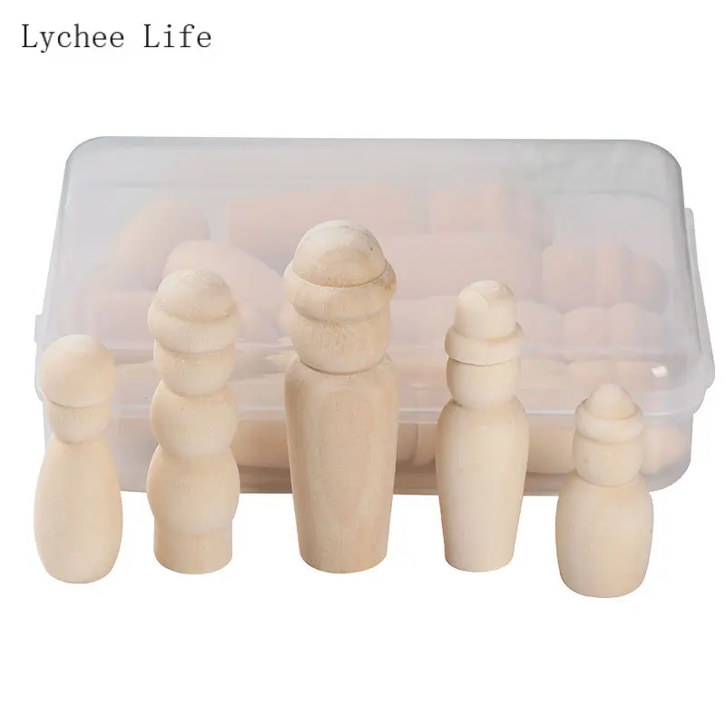 Lychee Life – poupées en bois inachevé, pièces/ensemble pièces, ensemble familial artisanal, accessoires faits à la main, figurines, corps, décoration de maison