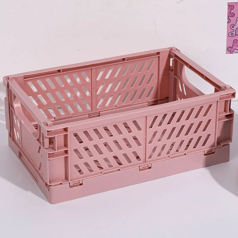 Desktop foldable storage box student stationery shelf sundries cosmetics storage basket can be stacked small basket