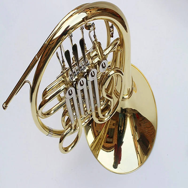 

New Arrival Bach French horn B/f 4 key Gold Double Row Brass Body musical instrument with mouthpiece Free Shipping