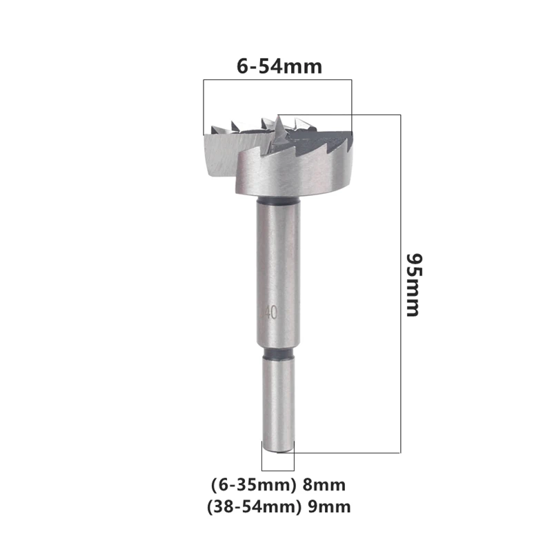 HEDA 6 mm-54 mm Forstner mata bor pengebor baja karbon tinggi Gergaji lubang pemusatan mandiri untuk Set alat pemotong kayu