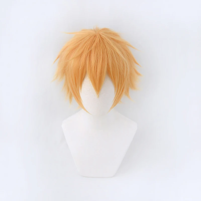 Hainsaw Man Denji parrucca corta dorata Costume Cosplay resistente al calore capelli sintetici uomo donna parrucche da festa + cappuccio parrucca