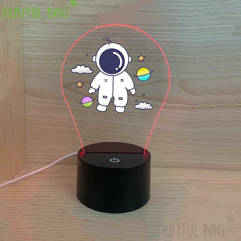 Top New Astronaut Color Painting Pattern 3D Small Night Lamp Creative Vision 16 Color Remote Control Lamp Children's Gift vd37