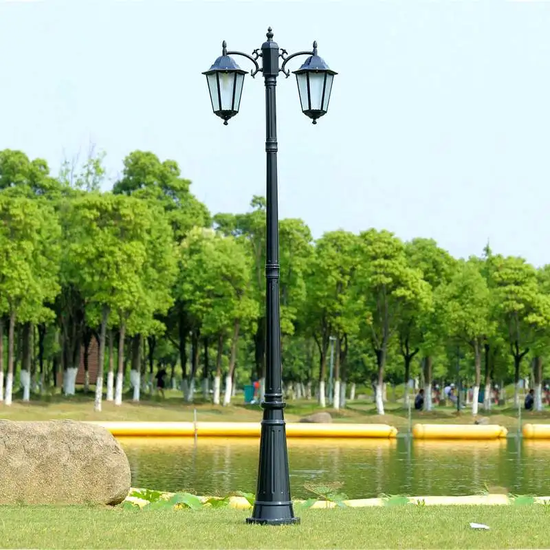 (H≈ 2.5M) palo della lampada ispessito in stile europeo lampione in alluminio pressofuso lampada da giardino illuminazione stradale per esterni lampada ad alto palo