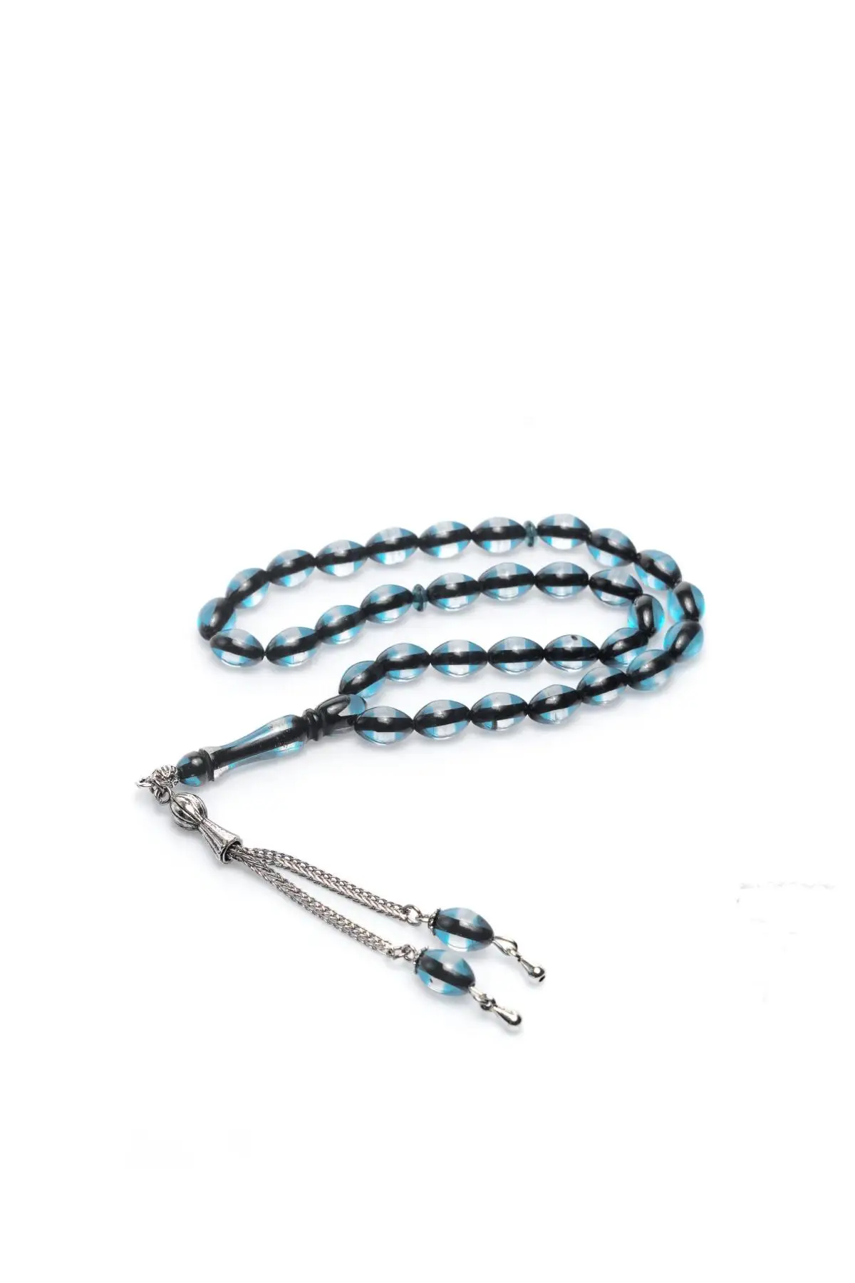 Double Color Parlament Blue Vernier Amber Rosary Metal Tassels Misbah Misbaha Rosary Zikr