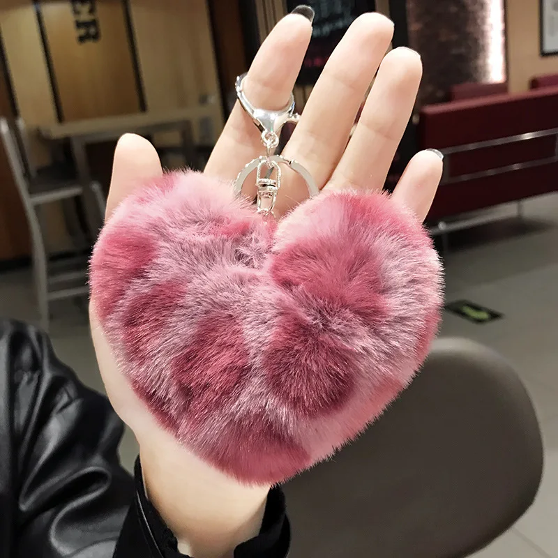 Leopard Love Plush Fur Ball Keychain
