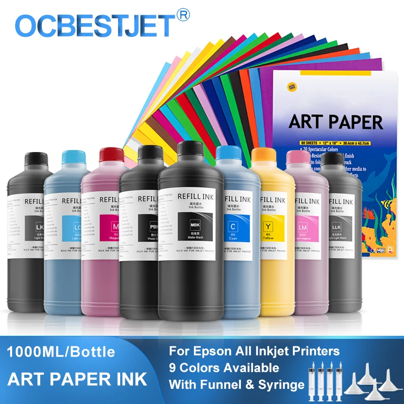 1000ML Art Paper Pigment Ink Artpaper Ink For Epson T50 P50 L1300 1390 L800 L1800 DX5 DX6 DX7 TX800 XP600 All Inkjet Printers