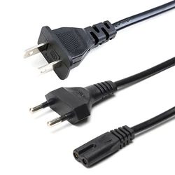 Cable de extensión de 2 pines US EU a C7 C8, Cable de alimentación de luz LED, figura europea americana 8, Cable de alimentación para ordenador portátil para PS4 1,5 M 0,6 M