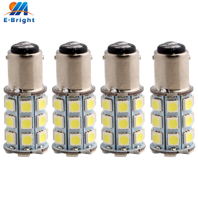 4PCS White 5050 27SMD BA15D 3 Chips 6000K Marine Boat Car Auto LED Inner Lights Bulbs 1156 1157 Warm White Red Car Accessories
