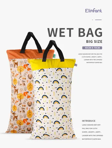 Elinfant 1 Pcs Waterproof diaper bag Large Hanging Wet/Dry Pail Bag for Cloth Diaper Inserts Nappy