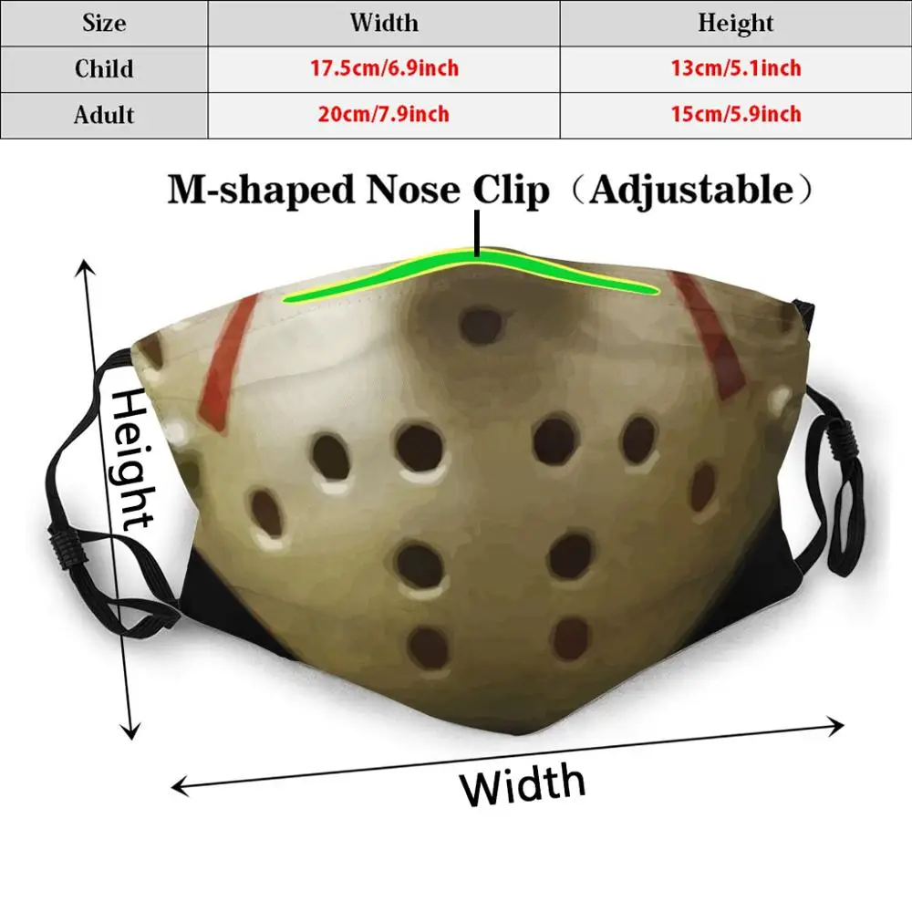 Jason Hockey Mask Funny Print Reusable Pm2.5 Filter Face Mask Custom Cute Baby Jason Voorhees Voorhies Voorhees Friday The 13Th