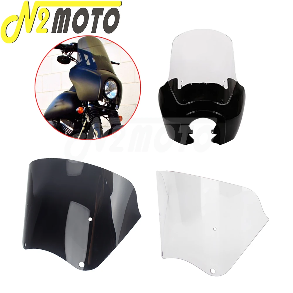 Clear/Smoke Air Fairing Windshield Cover 9in Wind Screen Motorcycle Replacement Headlight Windscreen Hight 12in For Harley Dyna