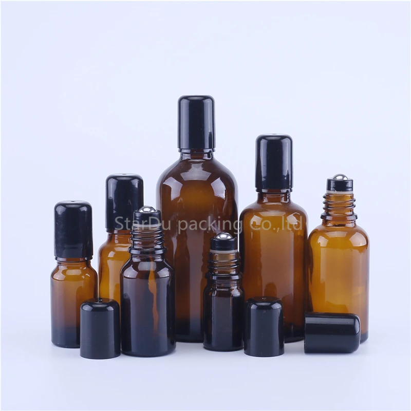 

500pcs/lot 5ML 10ML 15ML 20ML 30ML 50ML 100ML Stainless Steel Roller Ball Perfume Essential Oil Refillable Glass Bottles Vials