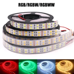 DC12V taśma LED 24V SMD 5050 RGB RGBW elastyczne taśma oświetleniowa Led 60/120 diod/M wodoodporna wstążka Super jasne Led taśma świetlna 5m