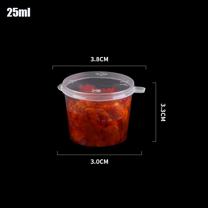 25PCS 25ML 50ML Disposable Takeaway Sauce Cup Slime Storage Container Box With Lids Kitchen Organizer