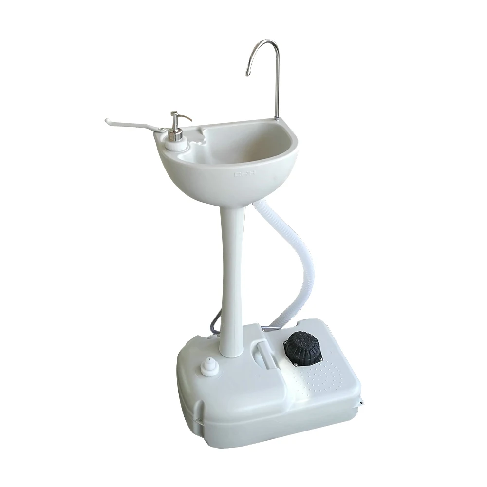 

Portable Removable Hand Sink Outdoor Wash Basin with Wheels 51x33.5x103CM White for Social Events Worksites Camping Boating Etc