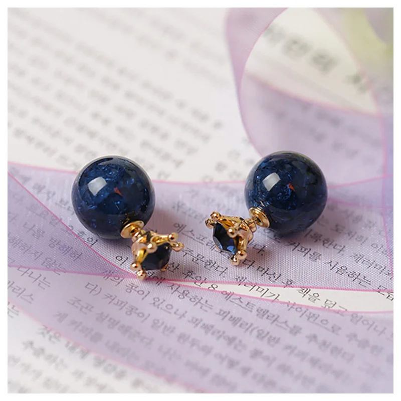 Front Back Wear Stud Earrings Blue Crown Double Sided Wear Stud Earrings For Women Daily Commute Jewelry New Fashional