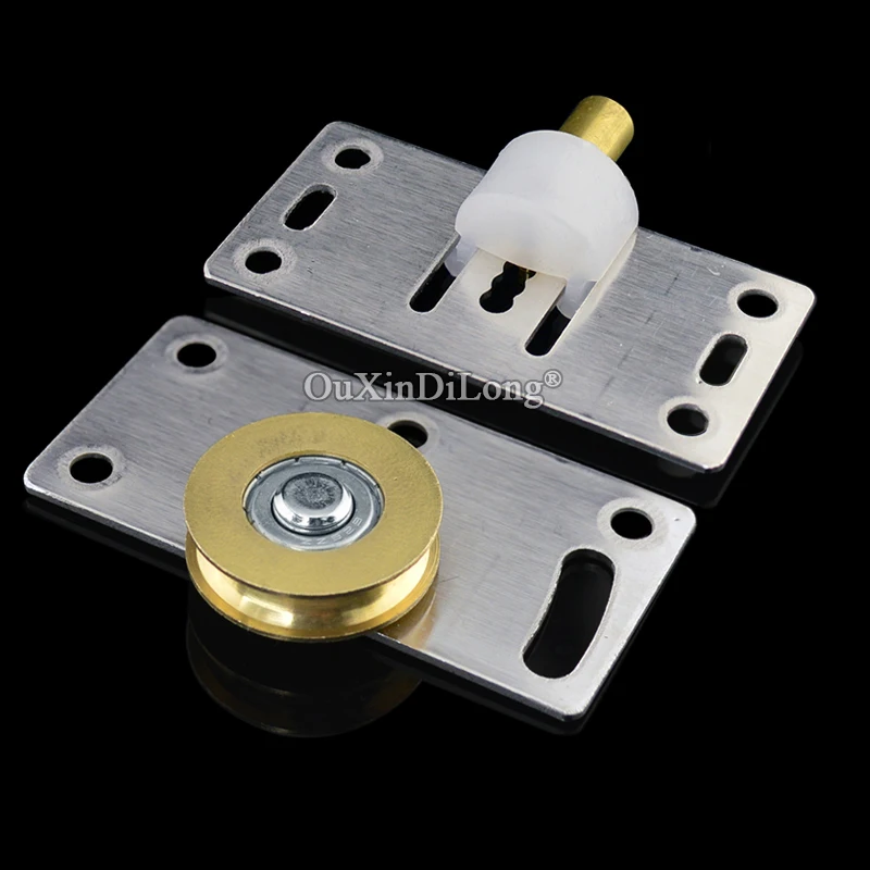 

Высокое качество, 2 пары, тяжелые ролики для раздвижных дверей из нержавеющей стали, дверные колеса для шкафа, медные шкивы, направляющие