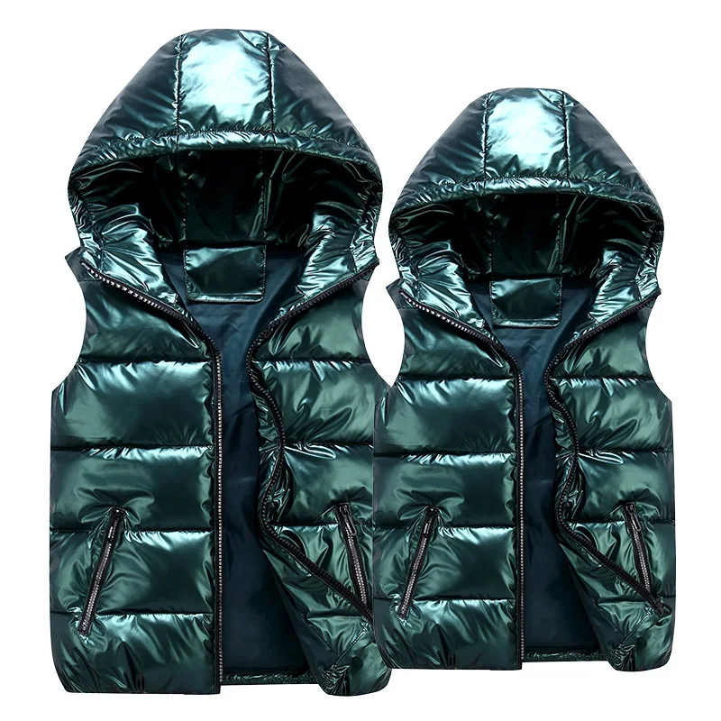 Gilets d\'hiver à capuche pour femmes, gilet sans manches de couleur vive, rembourré en coton, nouvelle collection 2020